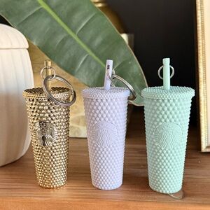Lot of 3 Starbucks Studded Tumbler Keychains